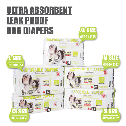 Ultra Absorbent Leak Proof Dog Diapers 'X-Small' (Pack of 18)