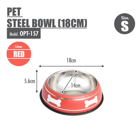 Pet Steel Bowl (18CM) - Red