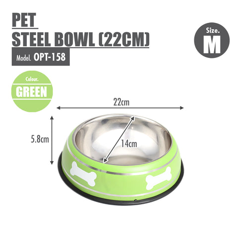 Pet Steel Bowl (22CM) - Green