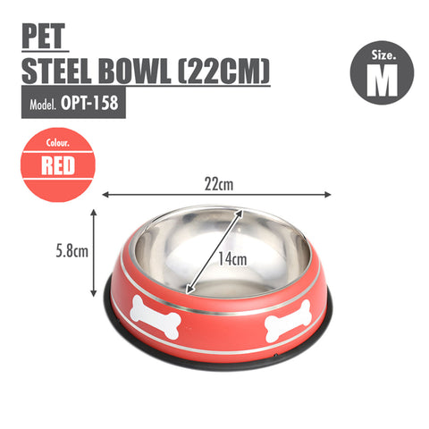 Pet Steel Bowl (22CM) - Red